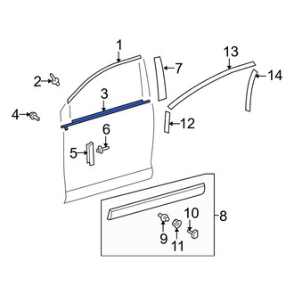 Toyota OE - Front Right Outer Door Window Belt Weatherstrip