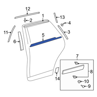 Toyota OE - Rear Left Outer Door Window Belt Weatherstrip