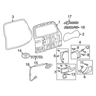 Toyota OE - Back Door - Door & Components (With Spare Tire), (Gas)