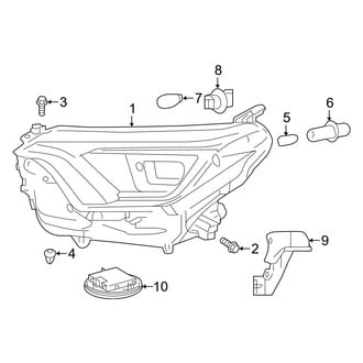 Toyota OE - Front Lamps - Headlamp Components (Canada Built, LED Lamps), (FULL HYBRID EV-GAS (FHEV) / Gas)