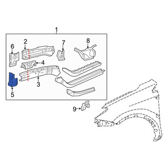 Toyota OE - Front Left Bumper Cover Reinforcement Beam Bracket