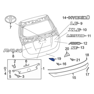 Toyota OE - Left Outer Liftgate Finish Panel Bracket