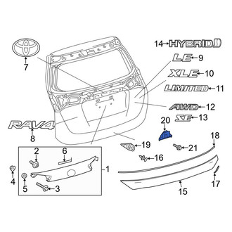 Toyota OE - Center Liftgate Finish Panel Bracket