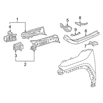 Toyota OE - Fender - Structural Components & Rails (Japan Built, Rails & Components), (Adventure / Hybrid LE / Hybrid Limited / Hybrid XLE / Hybrid XSE / LE / Limited / TRD Off-Road / XLE / XLE Premium)