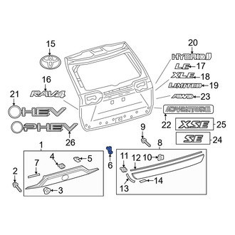 Toyota OE - Left Upper Liftgate Finish Panel Clip
