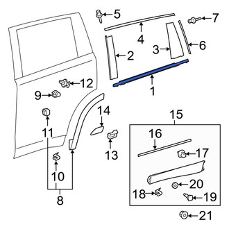 Toyota OE - Rear Left Door Belt Molding