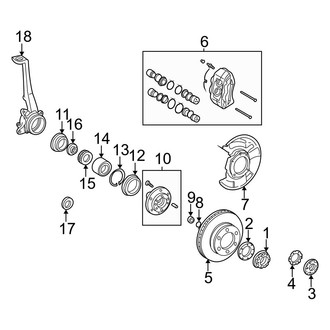 Toyota OE - Front Suspension - Brake Components (Manual Hubs)
