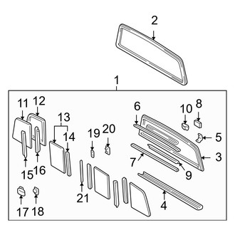 Toyota OE - Back Glass - Glass & Hardware (With Sliding Rear Window)
