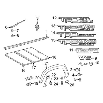 Toyota OE - Pick Up Box - Exterior Trim (5' Bed)