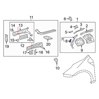 Toyota OE - Front Left Fender Apron Extension