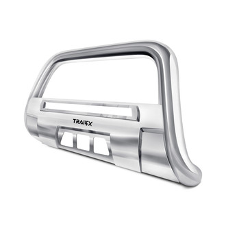 TrailFX® - 3.5" Oval Polished Bull Bar with Skid Plate and LED Light Bar Mounts