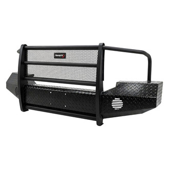 TrailFX® - Treadplate Full Width Black Powder Coated Front HD Bumper with Mesh Brush Guard