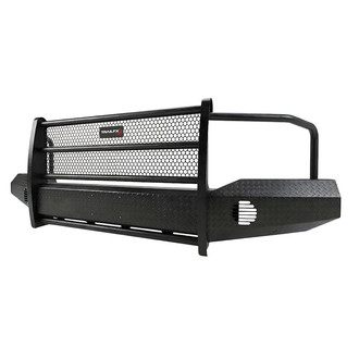 TrailFX® - Treadplate Full Width Black Powder Coated Front HD Bumper with Mesh Brush Guard