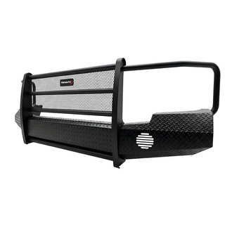 TrailFX® - Treadplate Full Width Black Powder Coated Front HD Bumper with Mesh Brush Guard