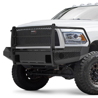 TrailFX® - Treadplate Full Width Black Powder Coated Front HD Bumper with Mesh Brush Guard