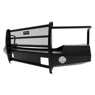 TrailFX® - Treadplate Full Width Black Powder Coated Front HD Bumper with Mesh Brush Guard