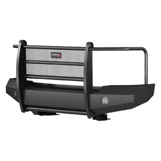 TrailFX® - Treadplate Full Width Black Powder Coated Front HD Bumper with Mesh Brush Guard
