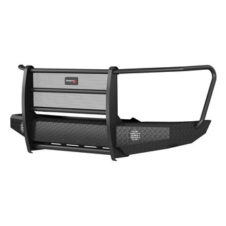 TrailFX® - Treadplate Full Width Black Powder Coated Front HD Bumper with Mesh Brush Guard