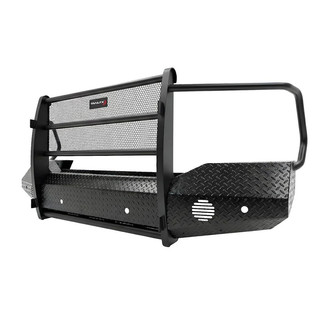 TrailFX® - Treadplate Full Width Black Powder Coated Front HD Bumper with Mesh Brush Guard
