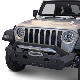 TrailFX® - Stubby Black Powder Coated Front Winch HD Bumper with Hoop