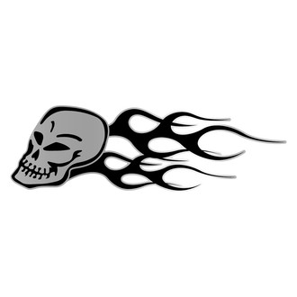 Trimbrite® T1952 - Steel Effects™ 2.4" x 11.25" Chrome/Black Skull Vinyl Decal Set