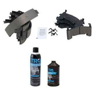 TRQ® - Ceramic Front and Rear Front Disc Brake Pads and Rear Shoes Kit