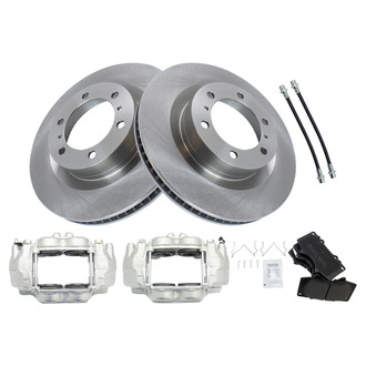 TRQ® - Front Disc Brake Kit with Semi-Metallic Pads, Calipers and Hoses