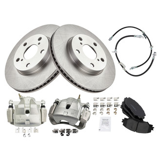 TRQ® - Front Disc Brake Kit with Ceramic Pads, Calipers and Hoses