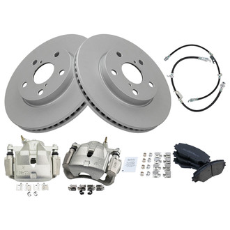TRQ® - Front Disc Brake Kit with Semi-Metallic Pads, Calipers and Hoses