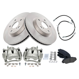 TRQ® - Front Disc Brake Kit with Semi-Metallic Pads, Calipers and Hoses