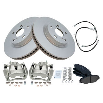 TRQ® - Front Disc Brake Kit with Semi-Metallic Pads, Calipers and Hoses