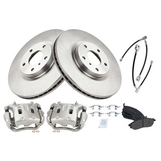 TRQ® - Front Disc Brake Kit with Semi-Metallic Pads, Calipers and Hoses