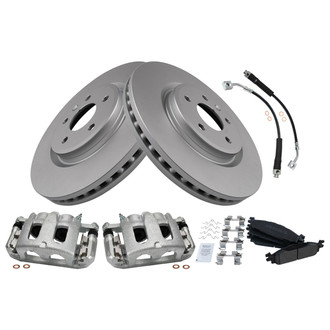 TRQ® - Front Disc Brake Kit with Semi-Metallic Pads, Calipers and Hoses