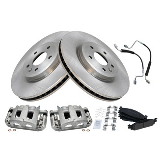 TRQ® - Front Disc Brake Kit with Semi-Metallic Pads, Calipers and Hoses