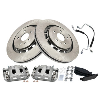 TRQ® - Front Disc Brake Kit with Semi-Metallic Pads, Calipers and Hoses