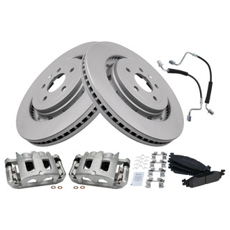 TRQ® - Front Disc Brake Kit with Semi-Metallic Pads, Calipers and Hoses