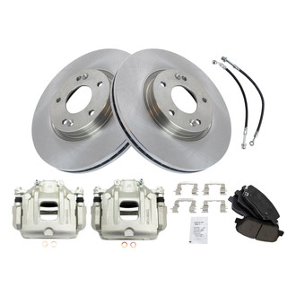 TRQ® - Front Disc Brake Kit with Ceramic Pads, Calipers and Hoses