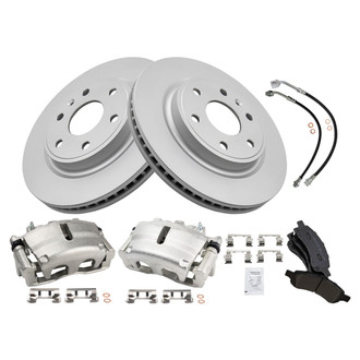 TRQ® - Front Disc Brake Kit with Semi-Metallic Pads, Calipers and Hoses