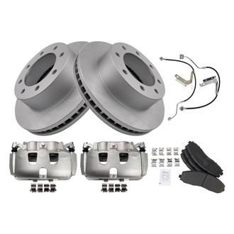 TRQ® - Front Disc Brake Kit with Semi-Metallic Pads, Calipers and Hoses