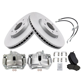 TRQ® - Front Disc Brake Kit with Ceramic Pads, Calipers and Hoses