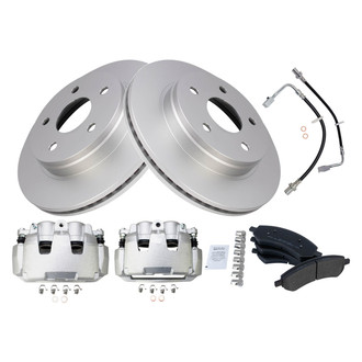 TRQ® - Front Disc Brake Kit with Semi-Metallic Pads, Calipers and Hoses