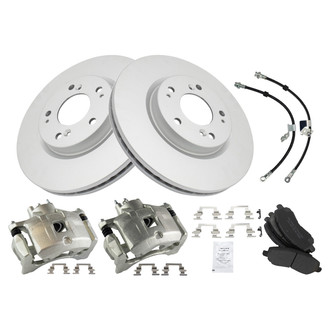 TRQ® - Front Disc Brake Kit with Semi-Metallic Pads, Calipers and Hoses
