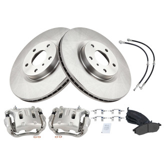 TRQ® - Front Disc Brake Kit with Semi-Metallic Pads, Calipers and Hoses