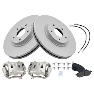TRQ® - Front Disc Brake Kit with Semi-Metallic Pads, Calipers and Hoses