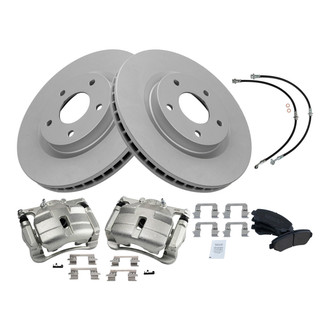 TRQ® - Front Disc Brake Kit with Ceramic Pads, Calipers and Hoses