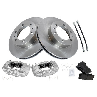 TRQ® - Front Disc Brake Kit with Semi-Metallic Pads, Calipers and Hoses