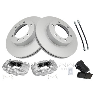 TRQ® - Front Disc Brake Kit with Semi-Metallic Pads, Calipers and Hoses