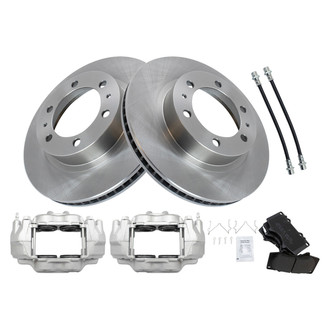 TRQ® - Front Disc Brake Kit with Semi-Metallic Pads, Calipers and Hoses