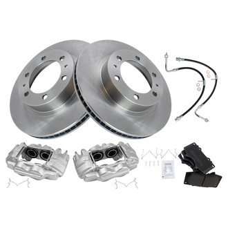 TRQ® - Front Disc Brake Kit with Semi-Metallic Pads, Calipers and Hoses