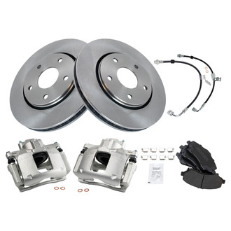 TRQ® - Front Disc Brake Kit with Semi-Metallic Pads, Calipers and Hoses